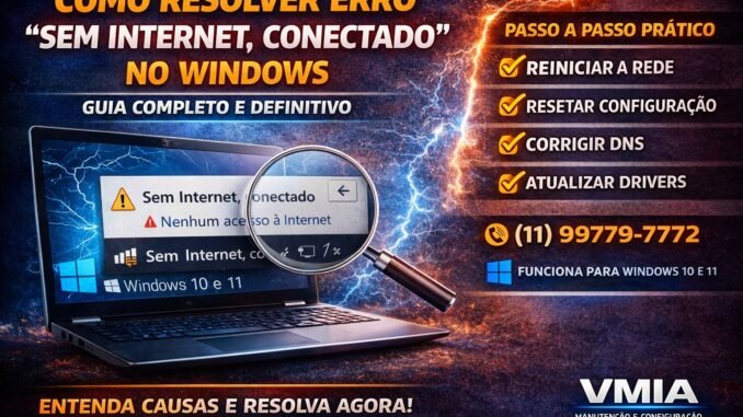 Como resolver erro Sem Internet, conectado no Windows