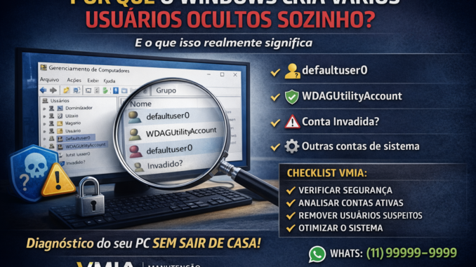 Por que o Windows cria vários usuários ocultos