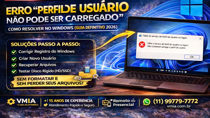 Seu perfil de usuário não pode ser carregado