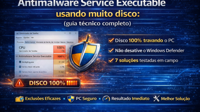 Antimalware Service Executable usando muito disco