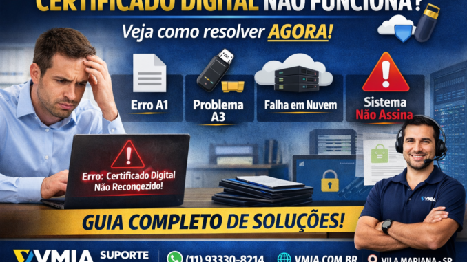 Certificado digital não funciona veja como resolver erros A1 A3 e nuvem guia completo VMIA