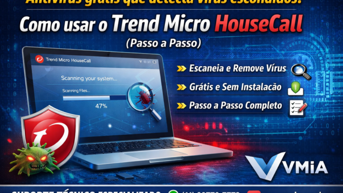 Antivírus gratuito Trend Micro HouseCall escaneando o computador para detectar e remover vírus ocultos com passo a passo completo