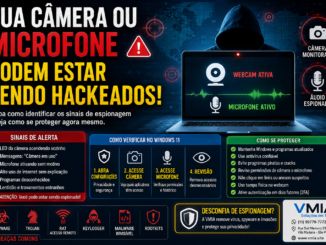 Notebook Com Webcam E Microfone Sendo Espionados Por Hacker Mostrando Sinais De Câmera Hackeada E Spyware No Windows