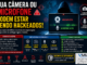 Notebook Com Webcam E Microfone Sendo Espionados Por Hacker Mostrando Sinais De Câmera Hackeada E Spyware No Windows