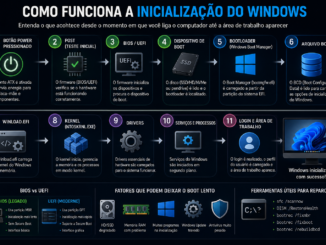 Infográfico Técnico Explicando Como Funciona A Inicialização Do Windows, Incluindo Bios, Uefi, Post, Bootloader, Bcd, Kernel, Drivers E Processo De Boot Do Windows 10 E Windows 11.