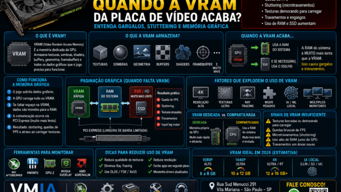 Infográfico VMIA explicando o que acontece quando a VRAM da placa de vídeo acaba