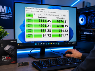 Teste De Velocidade De Ssd Nvme Usando Crystaldiskmark No Windows 11 Com Computador Gamer E Benchmark De Leitura E Gravação