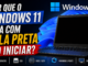 Notebook Com Tela Preta Mostrando Problema De Inicialização No Windows 11 Com Destaque Para Drivers, Ssd, Bios, Windows Update E Hdmi.