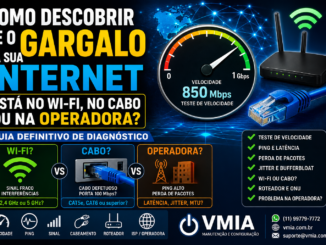 Ilustração De Um Teste De Velocidade Da Internet Com Roteador Wi-Fi, Cabo De Rede Ethernet E Velocímetro Digital, Representando O Diagnóstico De Gargalos Entre Wi-Fi, Cabeamento E Operadora De Internet.