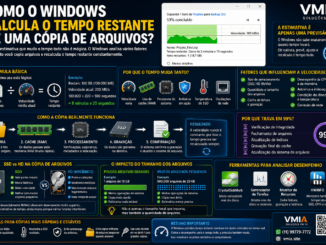 Infográfico Mostrando Como O Windows Calcula O Tempo Restante Durante A Cópia De Arquivos, Considerando Velocidade De Transferência, Cache, Ssd, Hd, Ram E Fatores Que Influenciam A Estimativa.
