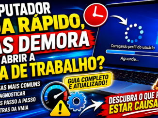 Notebook Com Windows Carregando Lentamente Após O Login Enquanto A Área De Trabalho Demora Para Abrir. Imagem Ilustrativa Mostrando Possíveis Causas Como Onedrive, Impressoras De Rede, Antivírus, Serviços Do Windows E Atualizações Pendentes.