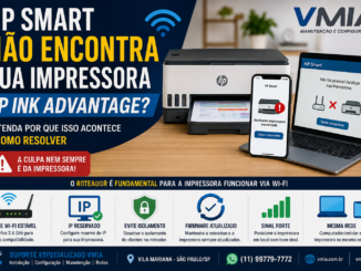 Tela Do Hp Smart Não Encontrando Uma Impressora Hp Ink Advantage Conectada Via Wi-Fi, Destacando A Importância Do Roteador, Ip Reservado E Configuração Correta Da Rede Para O Funcionamento Da Impressora.