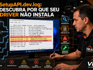 Técnico Da Vmia Analisando O Arquivo Setupapi.dev.log Para Diagnosticar Falhas De Instalação De Drivers No Windows.