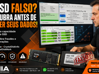 Técnico Da Vmia Analisando Ssd Falso Utilizando H2Testw, Crystaldiskinfo E Crystaldiskmark Para Verificar Capacidade Real E Autenticidade Do Dispositivo.
