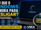 Notebook Com A Tela Do Windows Exibindo A Mensagem &Quot;Desligando...&Quot;, Ilustrando Um Problema De Desligamento Lento. A Imagem Destaca Diagnóstico De Drivers, Serviços, Hardware E Configurações Para Resolver A Lentidão No Desligamento Do Windows 10 E Windows 11.