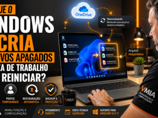 Técnico Analisando Computador Windows Com Arquivos Reaparecendo Na Área De Trabalho Após Reinicialização E Sincronização Do Onedrive.