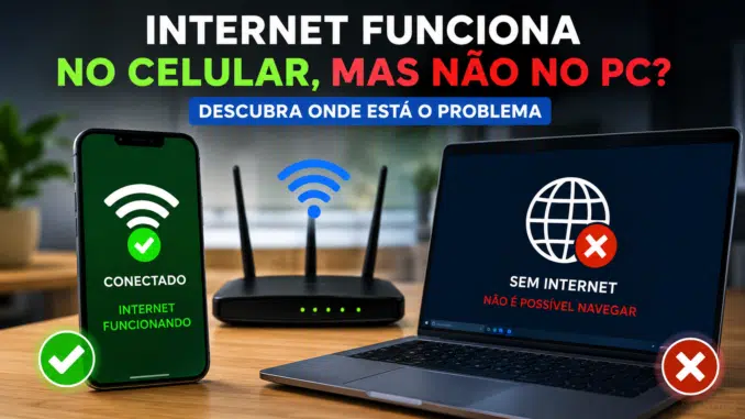 Internet funciona no celular mas não no PC – diagnóstico de Wi-Fi e conexão no Windows