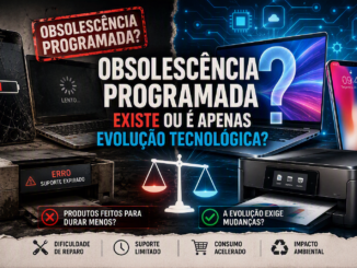 Smartphone Quebrado, Notebook Lento E Impressora Com Erro Contrastando Com Dispositivos Modernos Em Debate Sobre Obsolescência Programada E Evolução Tecnológica.