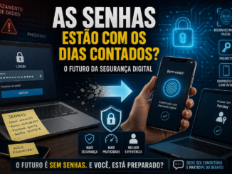 Tela De Login Tradicional Sendo Substituída Por Autenticação Biométrica, Passkeys E Reconhecimento Facial Em Conceito Sobre O Futuro Da Segurança Digital.