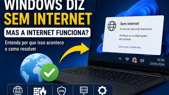 Windows diz sem Internet, mas navegador e conexão continuam funcionando