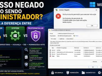 Acesso Negado No Windows 11 Mostrando Diferenças Entre Administrador, System E Trustedinstaller E Diagnóstico De Permissões Ntfs