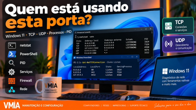 Como descobrir qual aplicativo está usando uma porta TCP ou UDP no Windows 11