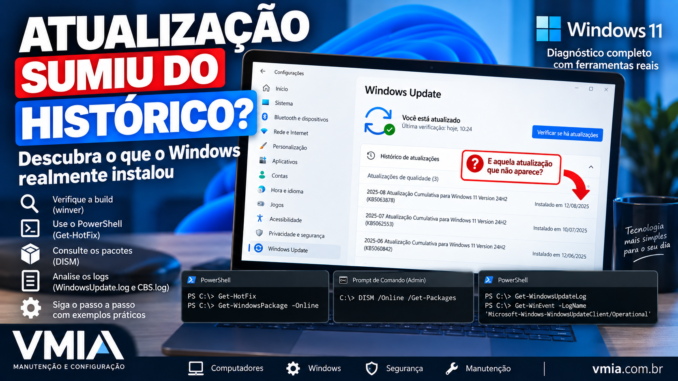 Atualização do Windows 11 não aparece no histórico do Windows Update