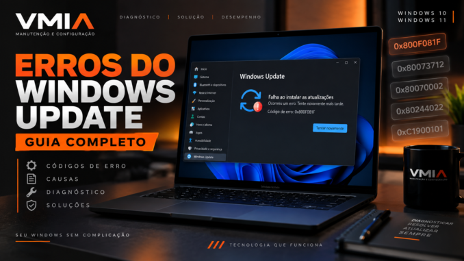 Erros do Windows Update no Windows 11 com códigos de erro e diagnóstico