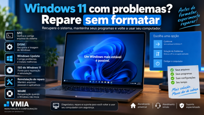Como reparar o Windows 11 sem formatar e sem perder programas