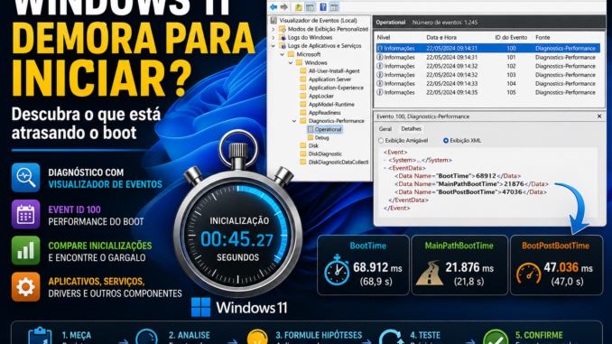 Windows 11 demora para iniciar com diagnóstico do boot pelo Visualizador de Eventos e Event ID 100