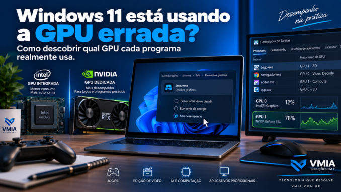 Windows 11 mostrando como descobrir se um programa está usando a GPU integrada ou dedicada