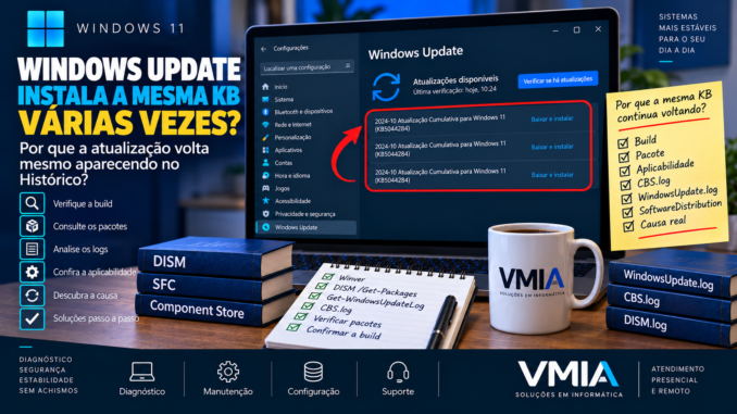 Windows Update instala a mesma KB várias vezes no Windows 11 mesmo depois de a atualização aparecer no Histórico.