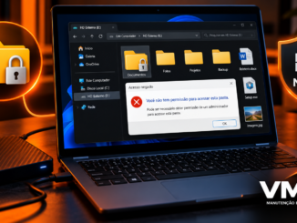 Arquivos De Outro Hd Com Acesso Negado No Windows 11, Mostrando Notebook, Hd Externo, Pasta Com Cadeado E Alerta De Permissões Ntfs.