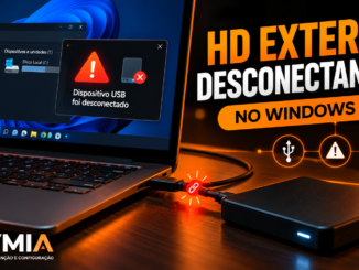 Hd Externo Desconecta Sozinho No Windows 11, Com Notebook Exibindo Alerta De Dispositivo Usb Desconectado E Falha Na Conexão.