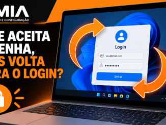 Notebook Com Windows 11 Exibindo Uma Tela De Login E Setas Laranjas Circulares Que Representam Um Loop De Autenticação.