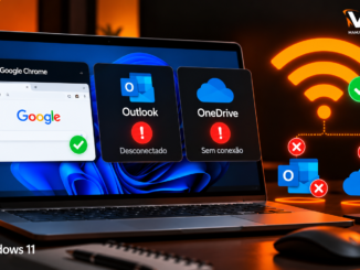 Notebook Com Windows 11 E Wi-Fi Conectado, Google Chrome Funcionando, Mas Outlook Desconectado E Onedrive Sem Conexão Com A Internet.