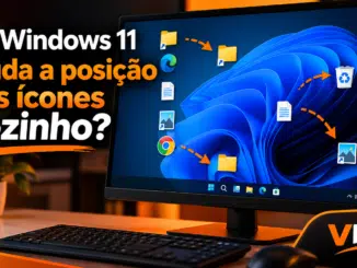 Windows 11 Com Ícones Da Área De Trabalho Desorganizados E Setas Indicando Mudanças De Posição Dos Atalhos.